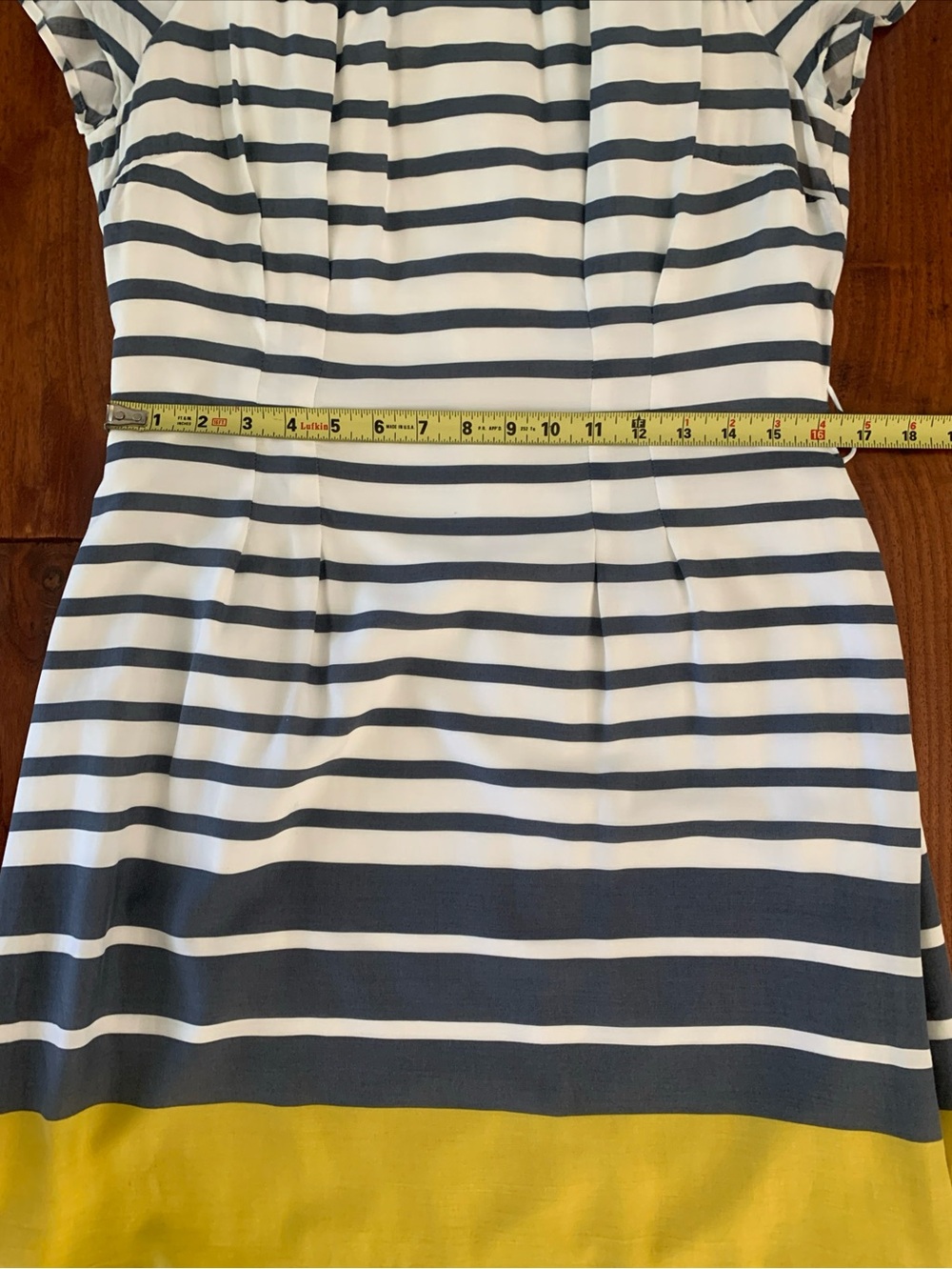 BODEN Dress Sz 10 Easy Day Lines Striped Grey White Yellow Fully Lined Nautical - Picture 14 of 15